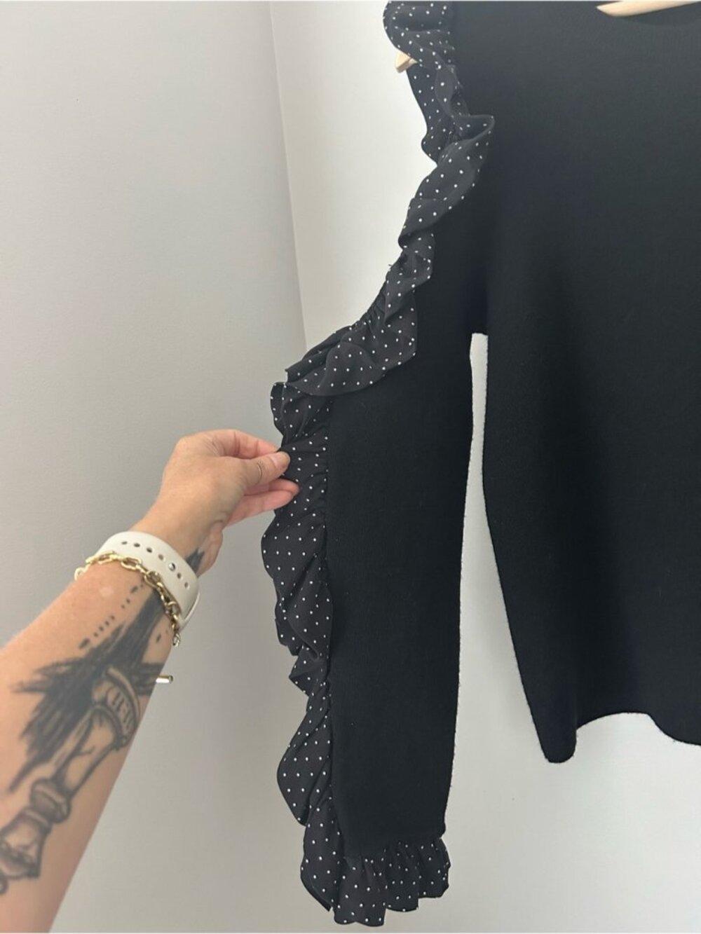 Club Monaco Cold-Shoulder Ruffle Sweater - Picture 6 of 11